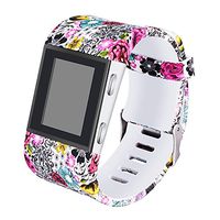 Newest Colorful Flower Surge Bands，Soft Silicone Band with Metal Buckle Bracelet Strap Replacement Band for Women Men Girls Replacement Accessories Fitness Wristband Sport (S, red Flower)