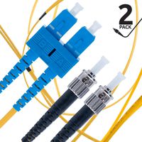 SC to ST Fiber Patch Cable Single Mode Duplex - 2m (6.56ft) - 9/125um OS1 (2 Pack) - Beyondtech PureOptics Cable Series