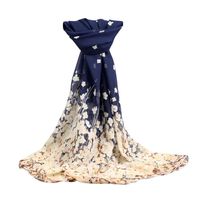 Clearance! Elogoog Women Fashion Floral Scarves Sheer Chiffon Long Scarf Shawl Wrap (Dark Blue)
