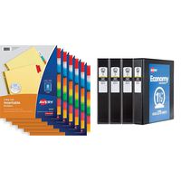 Avery Big Tab Insertable Dividers, Buff Paper, 8-Tab Set, Multicolor, Multi Pack of 6 Sets with 1-1/2" Round Rings, 275-Sheet Capacity, Black, Multi Pack of 4