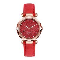 AMOUSTORE Women's Watches Rhinestone Quartz Watch PU Leather Strap Wristwatch (Red)