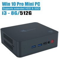 Mini PC Windows10 Pro, Beelink U55 Intel Core i3-5005U Processor 8GB/512GB M.2 SSD, Supports Extended RAM & SSD/4K@60Hz/Dual HDMI/Dual WiFi/ /BT4.0/ Fan