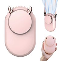 Mini Fan Handsfree Neck Fan Portable Hanging Fan, Rechargable USB Battery Hand Held Operated. Easy 3 Level Speed Fan. Portable Necklace Multi-Functional for Travel,Sports, Office and Outdoor (Pink)
