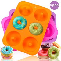 HEHALI 3pcs Donut Pan Mold, Silicone Cake Bagel Baking Doughnuts Mold BPA Free, with Icing Bag, Dishwasher Microwave Safe