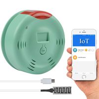 Smart Wi-Fi Water Alarm, Water Leak Detector with Sensor Cable 80dB Loud Sound, Warning Light and iOS App (Push Message,Ring) Overflow Flood Leakage Alert for Water Heater Sink Basement Sump Pump