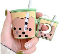 Case for Airpods Pro,Lozeguyc New Airpods Pro Soft Small Lightweight Silicone Case Cute Milk Tea Patterm Cover for Airpods Pro in 2019 for Adults Kids-Green