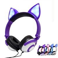 LIMSON Kids Headphones Wired Stereo Over Ear Noise Isolating Fox Ear LED Light Headphones for Kids Teens iPad Cell Phones PC Tablet (Purple)