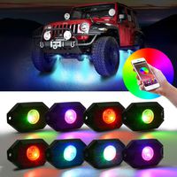 RGB LED Rock Lights Kit SAFEGO 8 Pods Car Underglow Led Light Kit with Bluetooth & Cell Phone Control 16 DIY Colors & Timing & Music & Flashing Neon Lights for Trucks ATV UTV SUV Offroad Jeep
