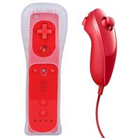 Remote Controller for Wii,Yudeg Wii Remote and Nunchuck Controllers with Silicon Case for Wii and Wii U（not Motion Plus） (Red)