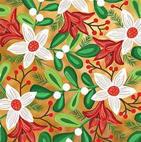 Amaryllis Gift Wrapping Tissue Paper for Art DIY Crafts in Bulk On A Metallic Gold Background # 817-10 Large Sheets Size 20" x 30"