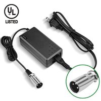 TekkPerry Scooter Battery Charger, UL Listed 29.4V 1.5A DC 50W Electric Lithium Battery Charger, 3-Prong XLR Connector Male Connector Li-ion Battery, 29.4V Scooter Charger for Electric Bike