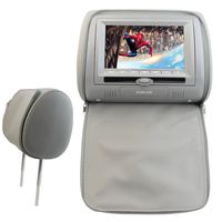EinCar Gray Color Pair of Headrest 7 inch LCD Car Pillow Monitors with Region Free DVD Player Dual Twin Screen USB SD IR FM Transmitter 32 Bit Games