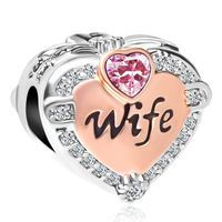 CharmSStory Wife Rose Gold Heart Love Beads Charms for Necklaces Bracelets(October)