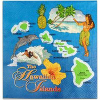 4 Packs Hawaiian Cocktail Beverage Paper Party Napkins Island Map