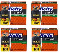Hefty Strong Lawn and Leaf Large Garbage Bags, 39 Gallon, 38 Count, 4 Pack