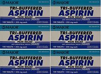 Tri Buffered Aspirin Tablets Generic for Bufferin 325 mg 100 Tablets per Bottle Pack of 6 Total 600 Tablets