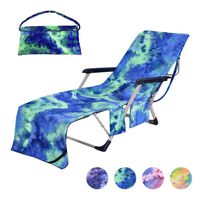 Pool Chair Cover with Side Pockets,Microfiber Chaise Lounge Chair Towel Cover for for Sun Lounger Pool Sunbathing Garden Beach Hotel,Easy to Carry Around,No Sliding,Tie-Dye Green(82.5" x 29.5")