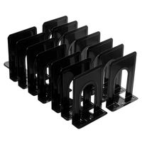 Metal Bookend, Economy Nonskid Heavy Duty Bookends for Shelves Office Black 6.69 x 4.9 x 4.3in, 7 Pair/14 Piece
