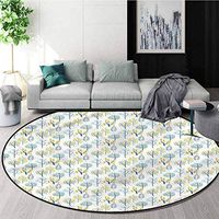 RUGSMAT Tree Print Area Rug,Forest in Summer Woods Doodle Pattern Floor Seat Pad Home Decorative Indoor Round-51