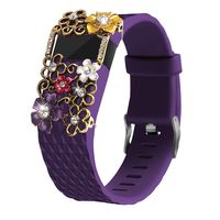 Gealpoor Compatible Replacement Bands for Fitbit Charge HR Waterproof Soft Silicone Replacement Adjustable Band Sports Strap Strap Women Men Large Small (S, Purple + Jewelry)