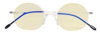 CessBlu Computer Reading Glasses Cut Blue Light Anti Glare Blocking UV Rays Eyeglasses for Men Women Rimless Round (Silver)+1.25