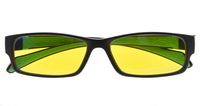 Blue Light Blocking,UV Protection,Reduce Eyestrain,Computer Gaming IPAD Reading Glasses for Men and Women(Black/Green Arm,Yellow Tinted Lens) +2.0