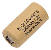 SC-2200CS - Rechargeable Battery, 1.2 V, Nickel Cadmium, 2.2 Ah, Sub C, Flat Top, 22.86 mm (Pack of 5) (SC-2200CS)