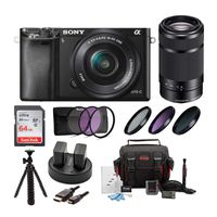 Sony ILCE-6000LB Alpha A6000 Mirrorless Digital Camera (Black) Bundle with Sony E 55-210mm F4.5-6.3 Lens (Black) + Sony 32GB SDHC/SDXC Class 10 UHS-1 Memory Card + Camera Case + NPFW50 Battery