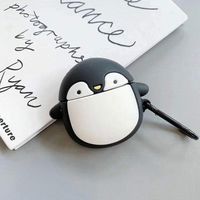 BONTOUJOUR AirPods Case, Super Cute Creative Polar Penguin TPU Silicone Cover Wireless Earphone Protective Skin for Apple AirPods 1&2+Hook