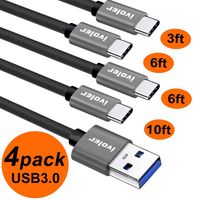 USB C Cable (USB 3.0), iVoler [4 Pack:3FT 6FTx2 10FT] Fast Charging Braided Nylon USB-A to USB C Type C Charger Cables Cord for Samsung Galaxy S10 10e Note 10 9 S9 S8 Plus Nintendo Switch (Black Gray)