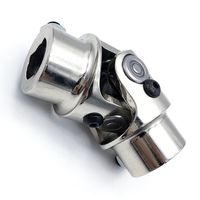 Ensun 3/4" DD x 3/4" DD Nickel Plating Single Steering Shaft Universal U Joint, Maximum Working Angle: 35° Degree, Total Length: 83mm (3-1/4")