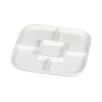 Denmark White Porcelain Chip Resistant Scratch Resistant Commercial Grade Serveware, 14" Square 5 Section Party Platter