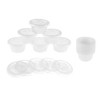 125 Count Mini Translucent Plastic Jello Shot Condiment Sauce Cups with Lids for Restaurants, Dips & Salsa, 2-Ounce