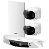 Panasonic HomeHawk Outdoor Wireless Smart Home Security Camera, Wide Angle View, Color Night Vision, 2-Way Talk, Works with Alexa & Google Assistant, 3 Camera Kit (KX-HN7003W)