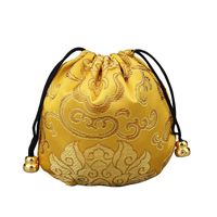 bjduck99 Bright Color Auspicious Cloud Design Chinese Good Lucky Bag Storage Gift Pouch - Bright Yellow