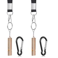 Michael Josh 2PCS Outdoor Loudest Emergency Survival Whistle with Carabiner and Lanyard for Camping Hiking Dog Training (Gold)