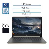 HP 2019 Newest Premium 14 Inch Laptop Notebook Computer, Intel Core i3-7100U, 8GB DDR4 RAM, 1TB HDD, WiFi, Bluetooth, HDMI, Windows 10 W/ Accessories Bundle