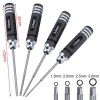 Hobbypark 4pcs Hex Screw Driver Set RC Hobby Tools Kit for RC Helicopter Car Drone (1.5mm 2.0mm 2.5mm 3.0mm)