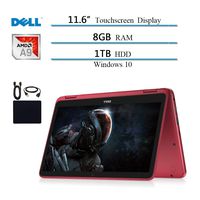 2019 Dell Inspiron 11 3000 11.6" 2-in-1 Touchscreen Laptop, AMD A9-9420e (Up to 2.9GHz), 8GB DDR4 RAM, 1TB HDD, WiFi, Bluetooth, HDMI, Bluetooth, Webcam, Windows 10 Red W/ Accessories