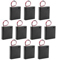 uxcell 10 Pcs 6V Battery Case Storage Box 4 x 1.5V AA Batteries Wired ON/Off Switch w Cover