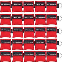 Pack of 25pcs CPR Mask Keychain Ring Emergency Kit SUNYAO CPR Face Shields Pocket Mask for First Aid or AED Training