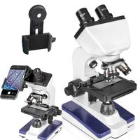 Binoculars Microscope Compound Professional Biological 40X-1000X Magnification, Mechanical Stage, Abbe Condenser, 3 Fully Achromatic Objectives, Course and Fine Focus, with Digiscoping Adapter