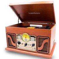 LAUSON CL506 Vintage Record Player with CD Player | Turntable 3-Speed with Stereo Speakers | USB Encoding | Retro Cd Player | Old Radio | Natural Wood