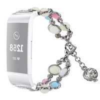 BIYATE Compatible for Fitbit Charge 3 Bands & Charge3 SE Band,Handmade Night Luminous Pearl Charge 3 Band Strap Bracelet Replacement Wristband for Fitbit Charge 3/Charge 3 SE Fitness Tracker