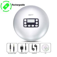 Rechargeable CD Player, HOTT Portable Personal Disc CD Player Walkman with Anti-Skip Anti-Shock Protection (Silver)