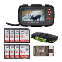 Stealth Cam SD Card Reader and Viewer with Touch Screen 4.3-inch LCD + Eight 16GB SD Cards + Card Holder + Card Reader Bundle (11 Items)