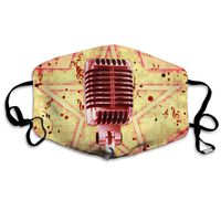 Unisex Unique Mouth Mask - Love Music Microphone Graphics Polyester Anti-dust Masks - Fashion Washed Reusable Face Mask for Outdoor Cycling