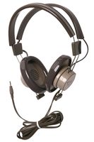 Califone 610-44 Binaural Headphone, Gray/Beige, Monaural 3.5mm Plug, Fully Adjustable Headband, Recessed Wiring for Safety, Replaceable 5' Straight Cord Long, Rugged ABS Headstrap and Earcups