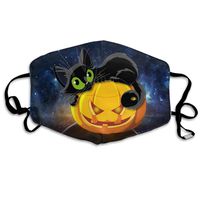 Unisex Halloween Pumpkin with Black Cat Printed Cotton Mouth-Masks Face Mask Polyester Anti-dust Masks