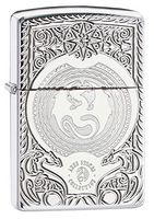 Zippo Anne Stokes Dragon Design Pocket Lighter, High Polish Chrome